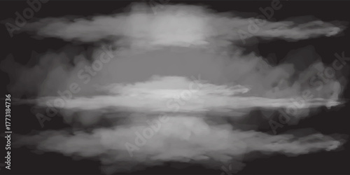 White Cloud Isolated on Black Background. Good for Atmosphere Creation and Composition. Collection Set