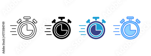 Stopwatch icon set multiple style collection