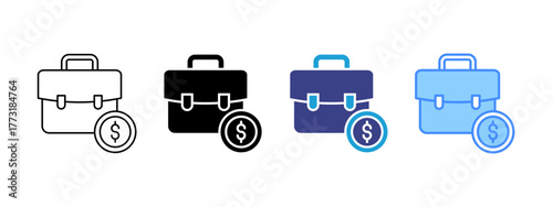 Suitcase icon set multiple style collection