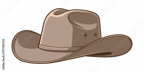 Classic cowboy hat artwork featuring clean outlines, soft brown gradients, and gentle highlights that emphasize its 3D form