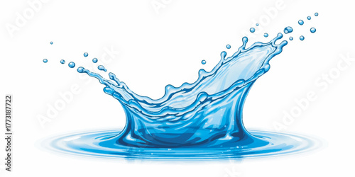 Dynamic water splash artwork featuring clean lines, smooth blue gradients, and realistic motion effects