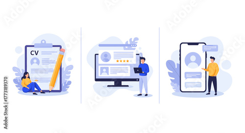 Online recruitment and job search process, resume building, and candidate selection