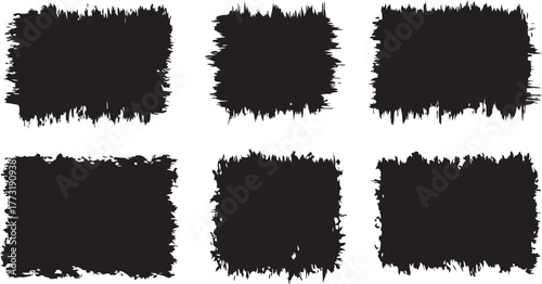 Set of Six Grunge Brush Stroke Textures for Creative Graphic Design Backgrounds and Elements