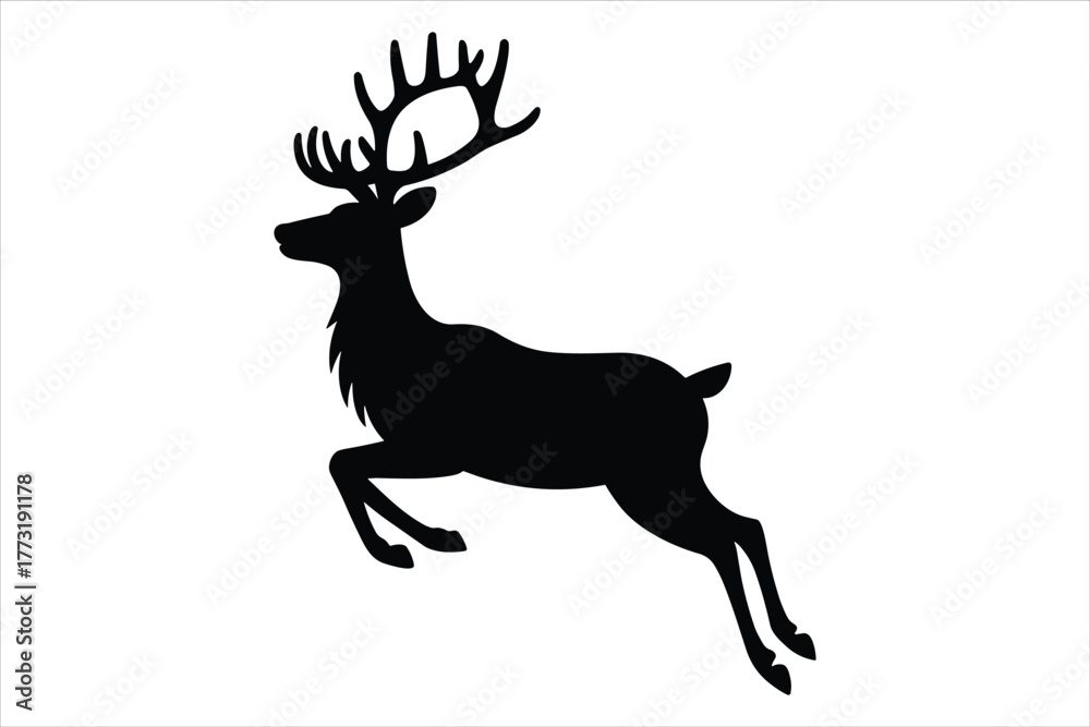 Obraz premium Festive Christmas reindeer silhouette vectors featuring elegant deer poses in classic black and white