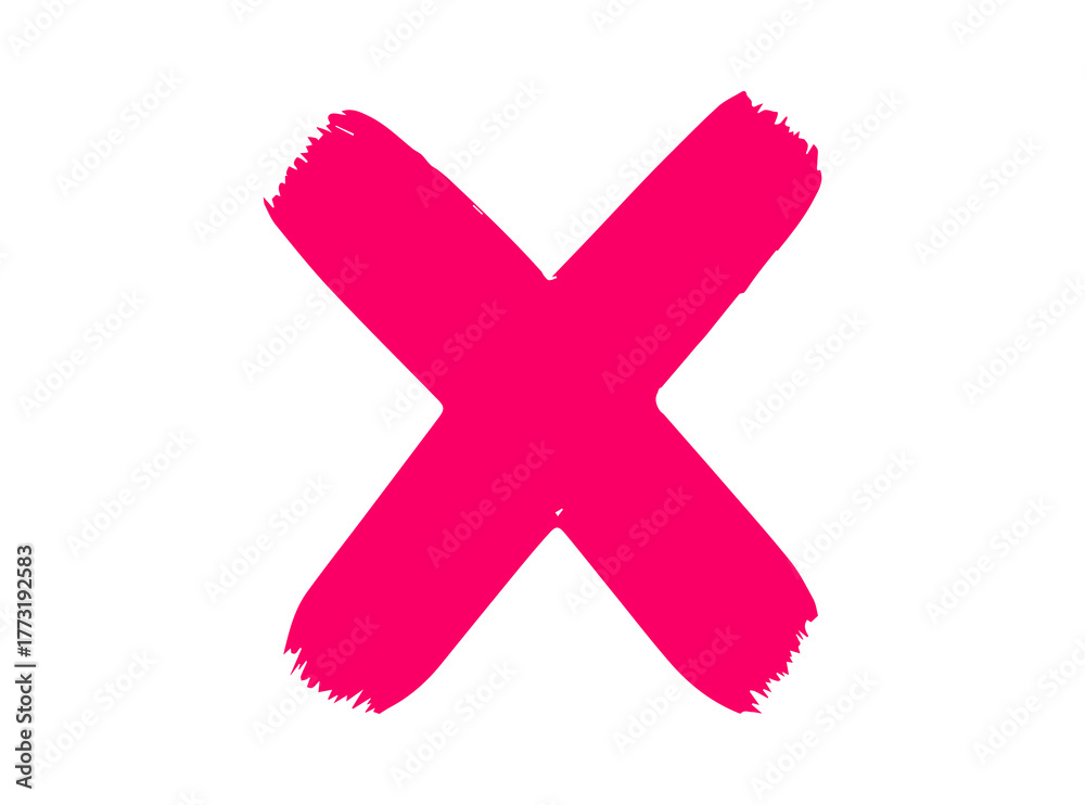 Obraz premium Pink cross brush stroke isolated on transparent background