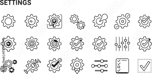 Settings Icons Configuration, Preferences, and Customization Symbol Set