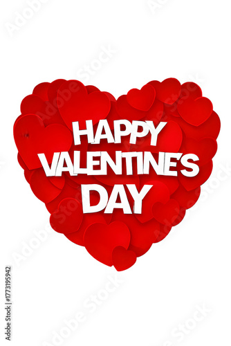 Happy Valentine’s Day 3D Red Heart Design – Romantic Love Greeting