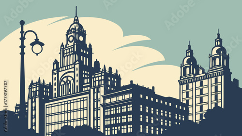 Atlanta skyline vintage buildings show unique architectural perspectives against the modern city backdrop. Suitable for marketing materials, websites, and travel promotions.