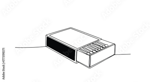 Matchbox minimalist everyday object vector line art illustration.