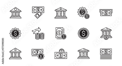 Financial Icons Vector Set for Banking and Investments Illustration