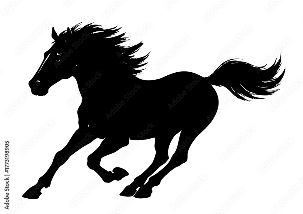 Obraz premium 馬のシルエット年賀状素材セット