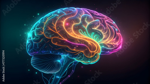 Futuristic Holographic Brain Symbolizing AI -abstract-glowing-holographic-brain