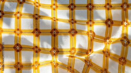 Vintage Mustard Colored Plaid Pattern Fabric Texture Background