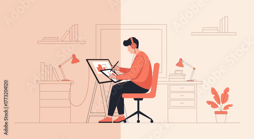 Creative Professional Working On Graphics Design Project With Modern Technology And Equipment