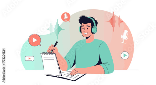 Creative Content Creation: A Professional Illustrating Podcast Recording Session Online