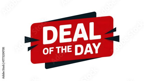 A promotional graphic with a red banner displaying the text deal of the day in white letters
