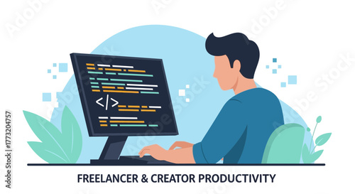 Developer Working On Code For Programming Projects And Boost Creatives Productivity Solution