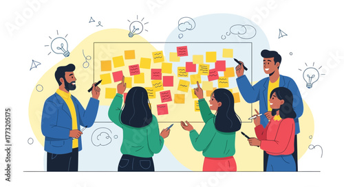 Innovative Team Brainstorming Collaboration For New Strategies and Business Development