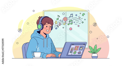 Joyful Listener Immersed In Music, Connecting With People And Enjoying The Moment