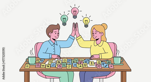 Inspiring Collaboration: Creative Synergy With High Fives and Innovative Ideas Flowing Freely