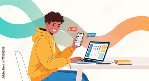 Online Connections: A Young Person Engaged with Technology for Communication and Data Analysis
