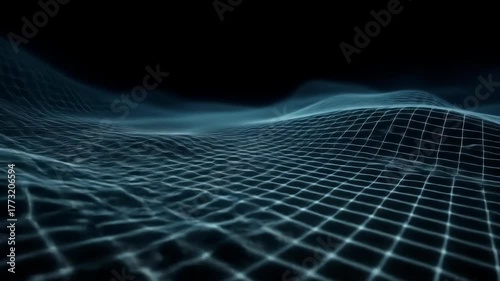 Abstract digital grid structure futuristic data visualization in motion