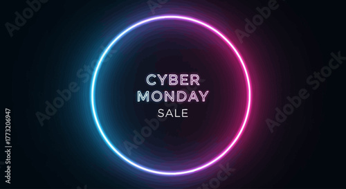 Minimal Neon Circle Cyber Monday Sale Background