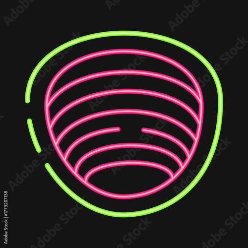 Icon quarry. Gold mining elements. Icon in neon style.