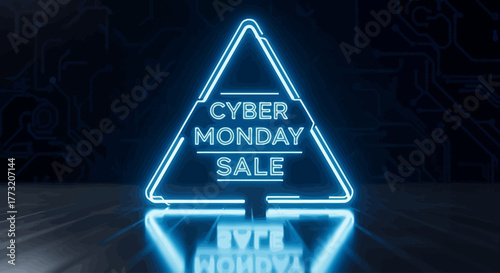 Cyber Monday Reflective Neon Triangle Background