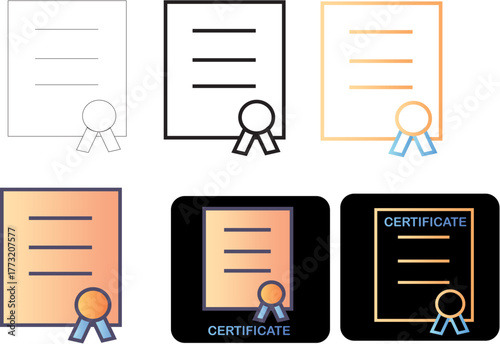 Minimalist Certificate Icon Set Customizable Designs for Educational, Business & Award Concepts