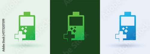 Battery medical cross pixel logo energy health power charge wellness clinic icon
