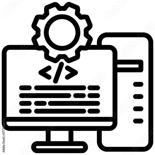 Programming Icon, Mini Illustration Relate To Industry 4-0, Modern Industry. Use For Modern Concept, Ui, Ux Web And App Development.