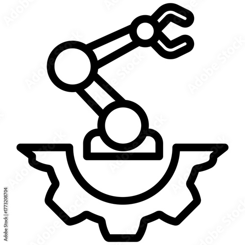 Robot Arm Icon, Mini Illustration Relate To Industry 4-0, Modern Industry. Use For Modern Concept, Ui, Ux Web And App Development.