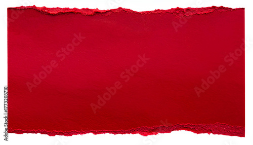 dark red textured paper with torn edges isolated on white