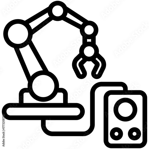 Machine Control Icon, Mini Illustration Relate To Industry 4-0, Modern Industry. Use For Modern Concept, Ui, Ux Web And App Development.