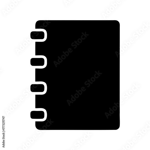 Black and white graphic of a spiral bound notebook or notepad