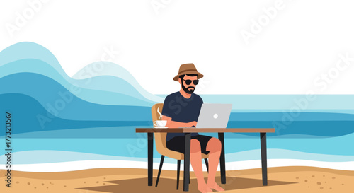 Remote Working From Paradise Beach: Laptop, Coffee, And Ocean Views for Digital Nomads