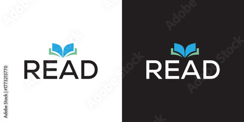 reading book logo logo design lettering read logo

