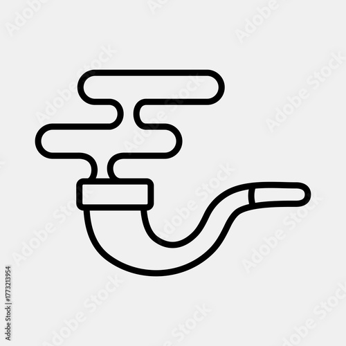 Icon smoking pipe. Pirates theme elements. Icon in line style.