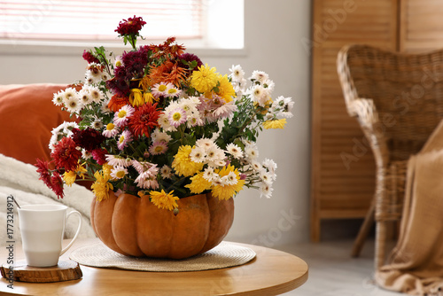 Pumpkin with beautiful autu...