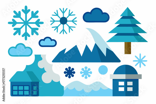 winter landscape with houses