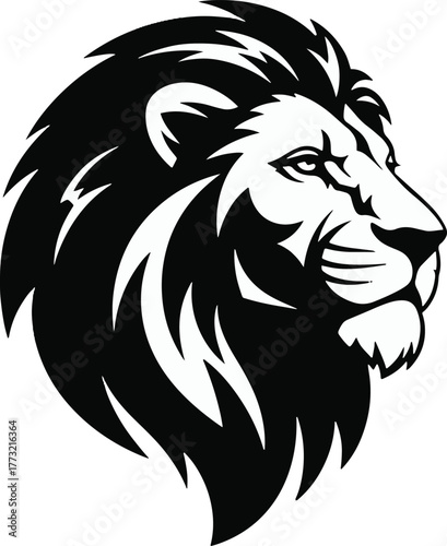 Stylized Lion Head Silhouette - Majestic Wild Animal Vector Art