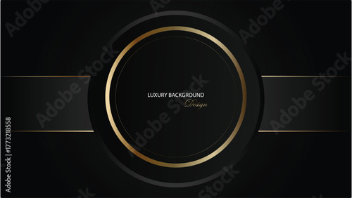 Black podium background vector design. Podium and stage background with gold and black combination. Black abstract background. Suit for banner, poster, certificate, web, product promotion, etc