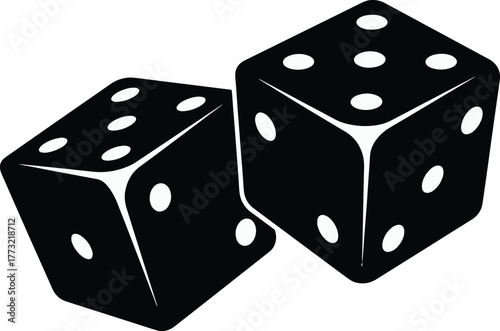Vector illustration of two dice, symbols of chance and gaming luck, perfect for casino themes or board game designs