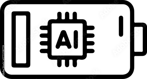 outline of a battery icon with small ai-