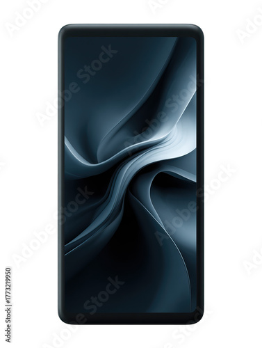 Black Smart Display Speaker Floating 3D Front View on Transparent Background