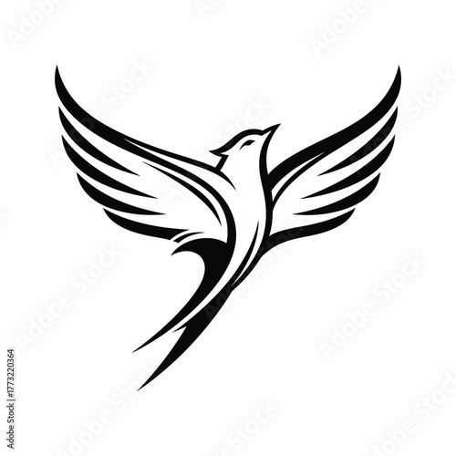 Wallpaper Mural Elegant Black and White Bird Illustration A Symbol of Freedom and Grace in Flight Torontodigital.ca