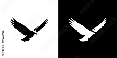 Black and white bird silhouettes on split
