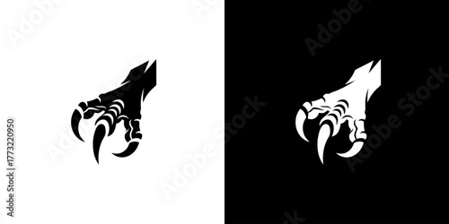 Black and white animal claw illustrations on