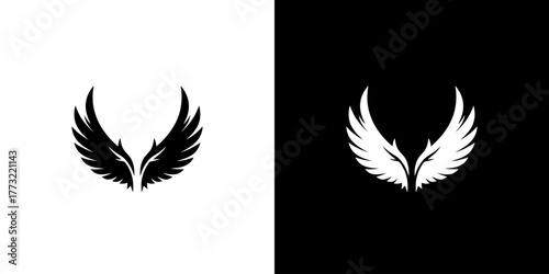 Black and white wing icons on split color